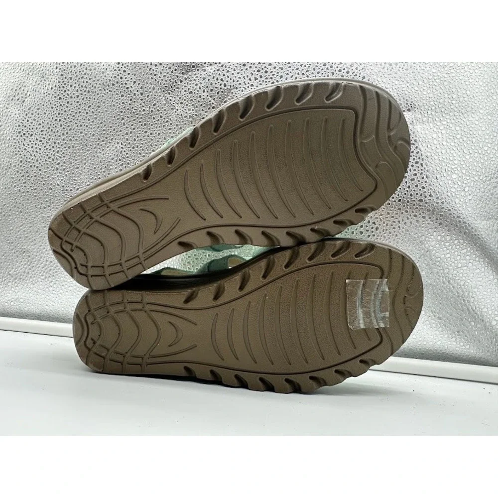 Skechers Parallel‎ Mint Green Suede Memory Foam Wedge Sandals Womens 6.5
